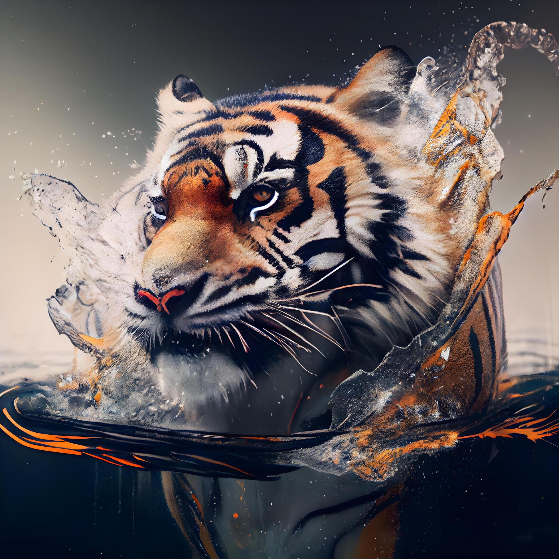 tigre dentro a água. digital pintura. 3d ilustração., ai generativo imagem  23184445 Foto de stock no Vecteezy